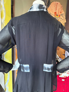Hand Dyed Trim on Black Georgette