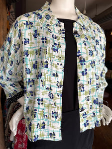 Crop Top with Black/ White Dot Cuffs and Front Pockets