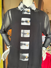 Hand Dyed Trim on Black Georgette