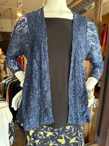 Indigo Blue Cotton/ Lycra Lace Knit Jacket
