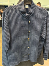 Navy/ Silver Linen Shorter Jacket with Pockets