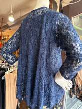 Indigo Blue Cotton/ Lycra Lace Knit Jacket