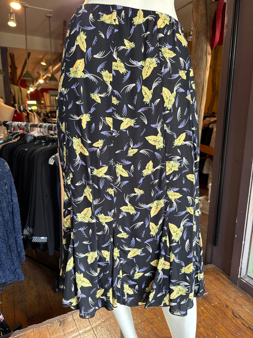 Leafy Print Flair Skirt