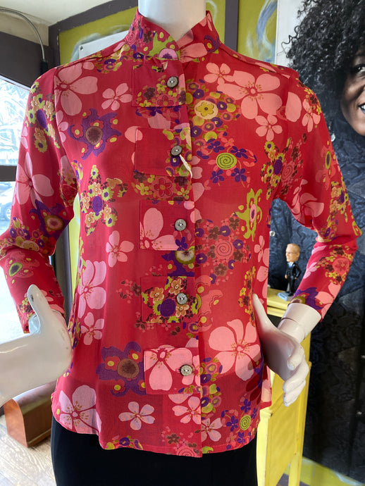 Retro Inspired Georgette Print #3200
