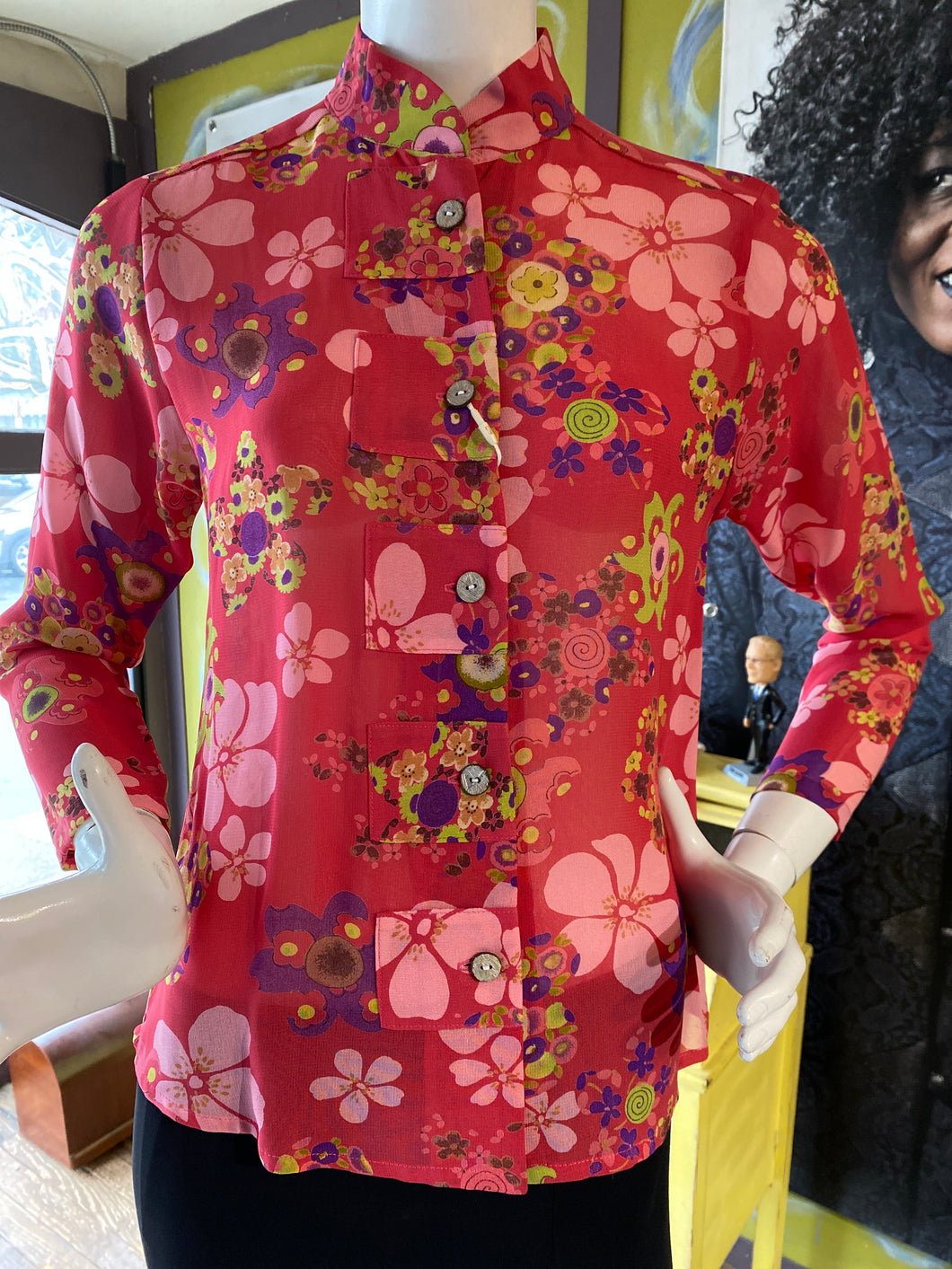 Retro Inspired Georgette Print #3200