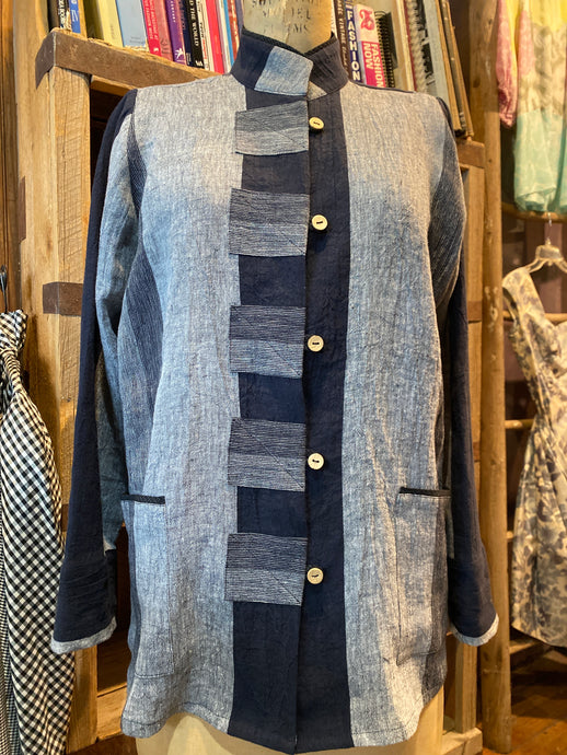 Navy Stripe Linen Style 911