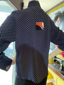 Navy/ White Dot Top