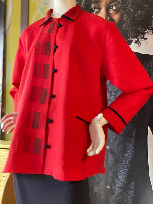 Red Linen Tunic Top