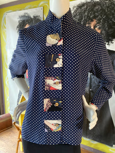 Navy/ White Dot Top
