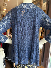 Indigo Blue Cotton/ Lycra Lace Knit Jacket