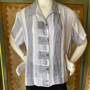 Summer Camp Shirt in Linen Indigo Stripe