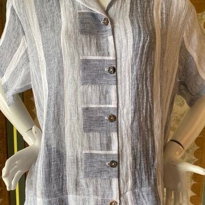 Summer Camp Shirt in Linen Indigo Stripe