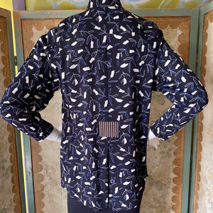 Sale! 5105 Tunic Black/ Blue/ White Tulips