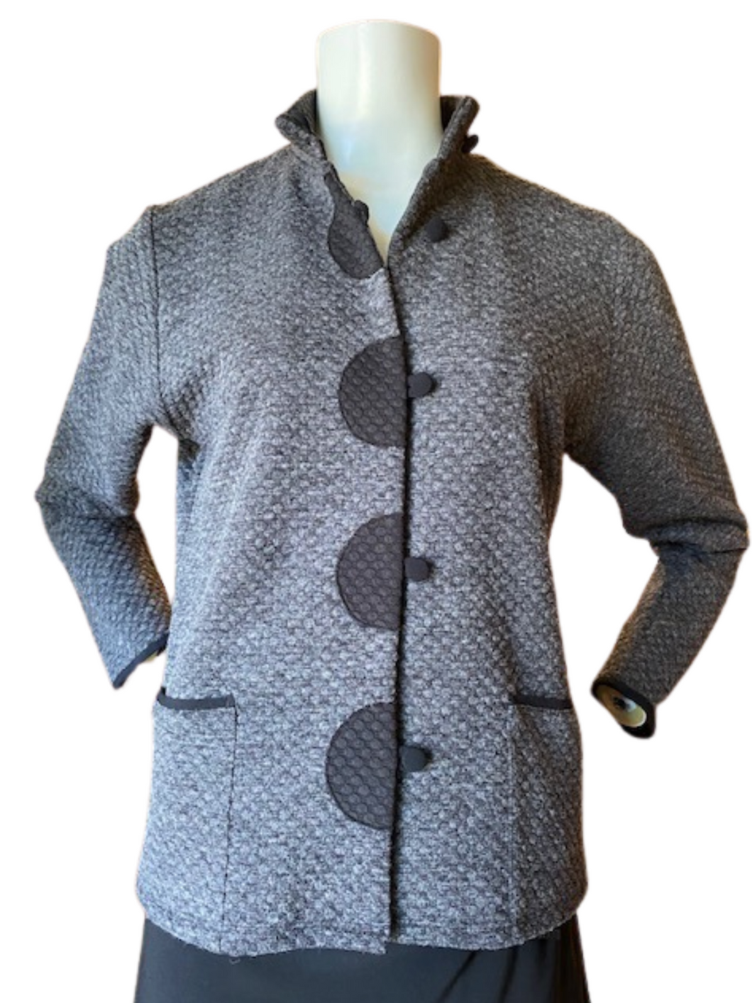 Style 151 Textured Grey Knit Cardigan