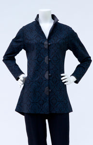 Style 705 Blue/ Black Paisley Ponte' Knit Jacket