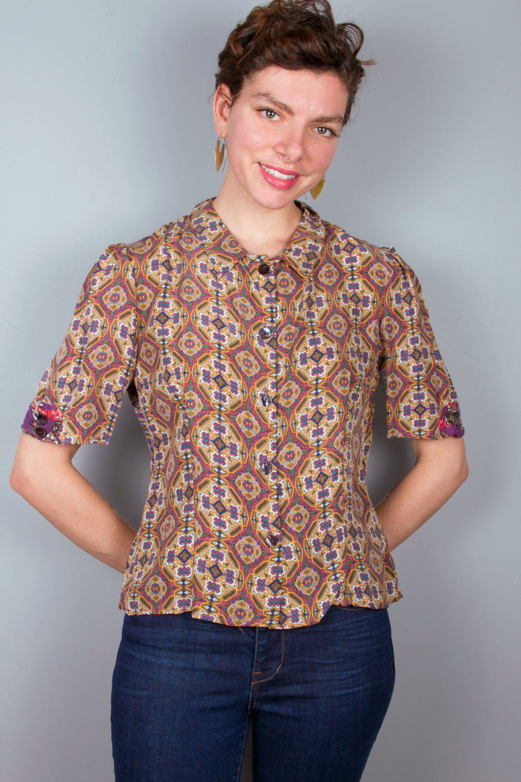 Vintage Fitted Silk Top