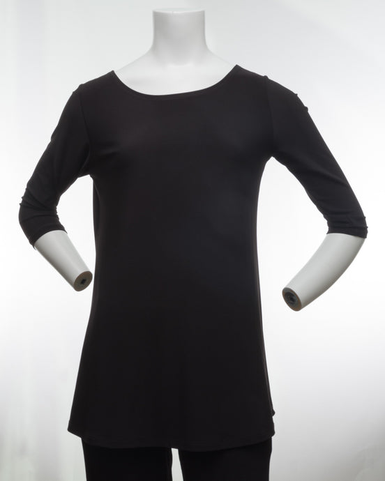 Scoop Neck Jersey Top: Black