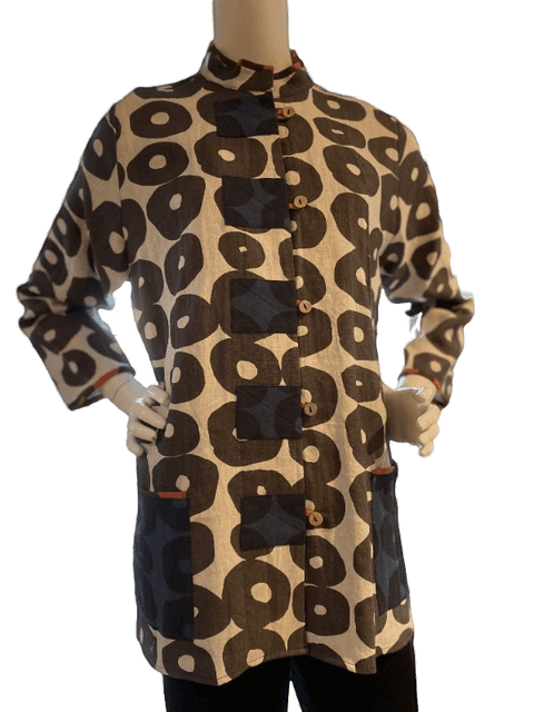 Ivory/ Black Linen Tunic