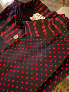 Red/ Black Over-Dyed Top with Open Back Pleat