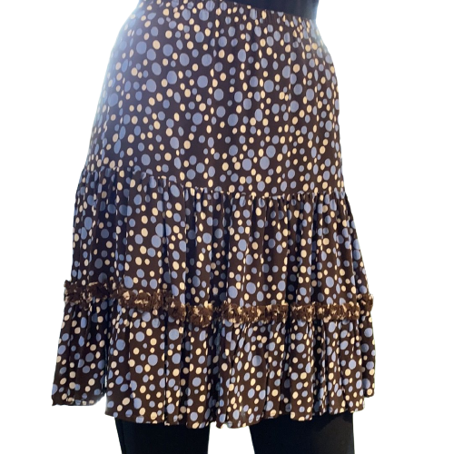 Flirty Skirt Brown/ Blue/ White Dots