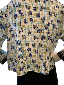 Crop Top with Black/ White Dot Cuffs and Front Pockets