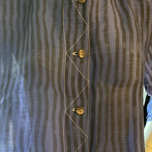 Mid Length Silk/ Cotton Periwinkle Stripe