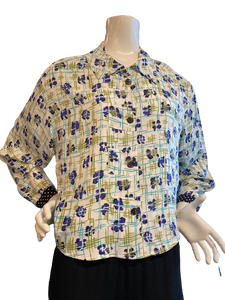 Crop Top with Black/ White Dot Cuffs and Front Pockets