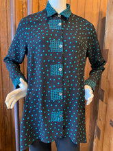 Teal/ Black Print Top