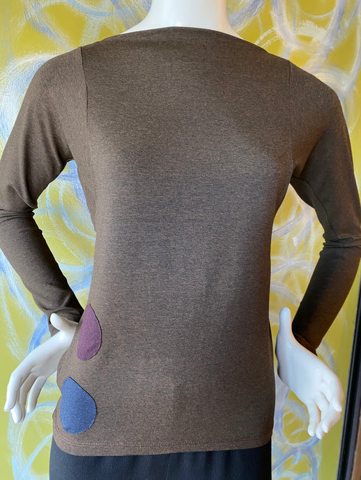 Brown Rayon Jersey Knit Top