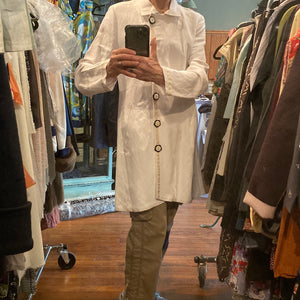 White Jacket in Linen/ Rayon Knee Length