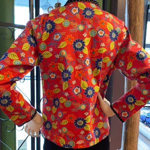 Sale! Red Floral Cotton Lycra Jacket